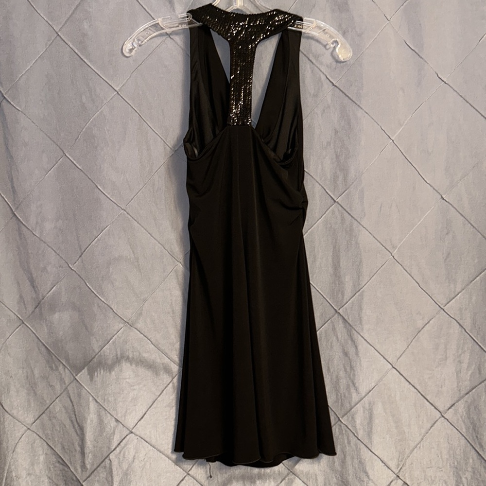 A.BYER black decolletage slinky sequin detail sleeveless dress sz small - Picture 5 of 5